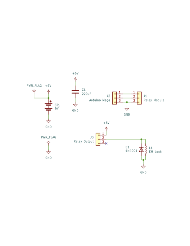 KiCad schematic for the electromagnetic lock relay driver